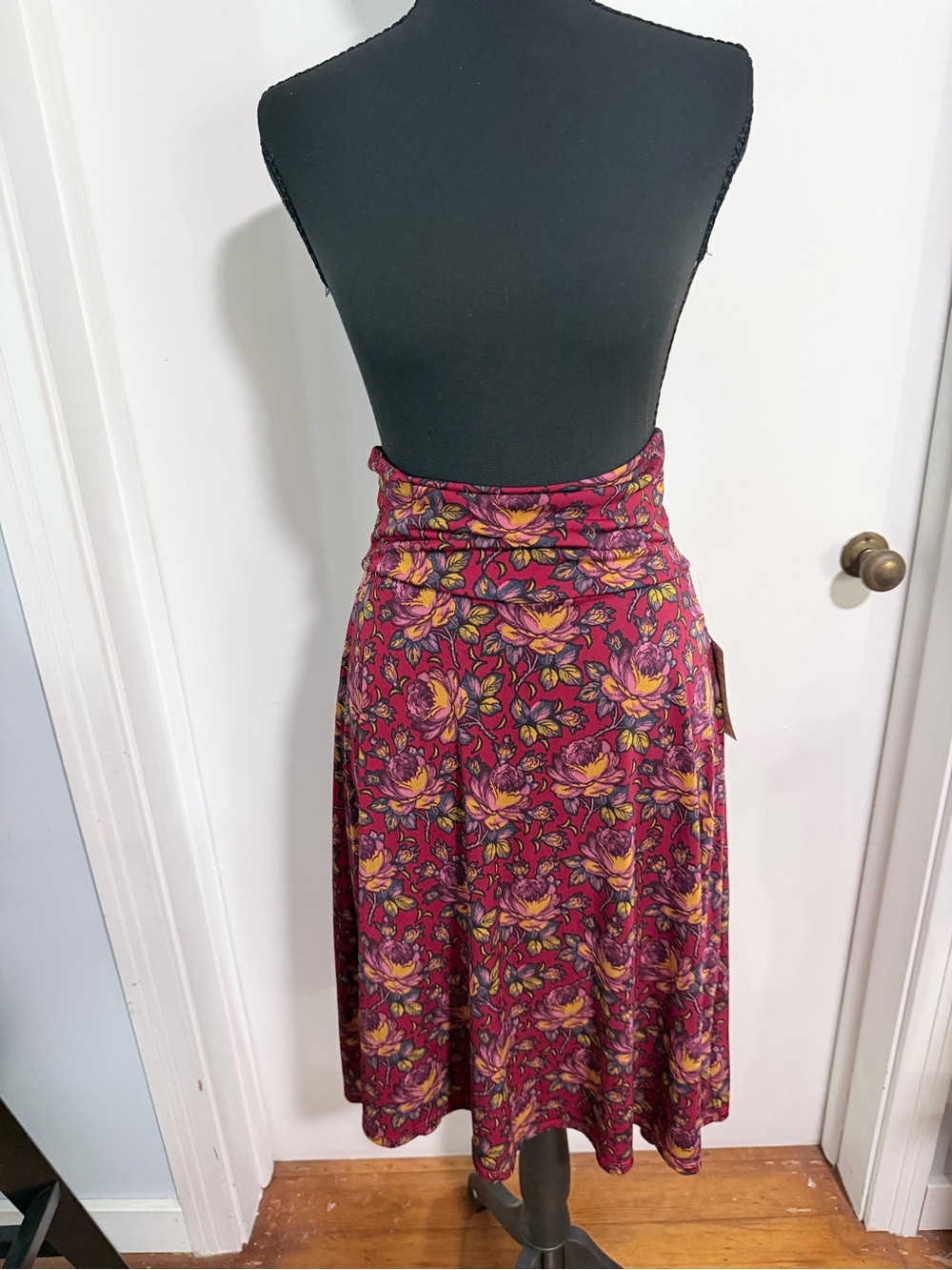 LuLaRoe Burgundy Floral Circle Skirt